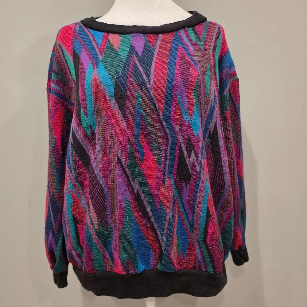 Vintage 90s Y2K Geometric Sweater. Sm/M. Indie Eclectic Grandpa Retro Dopamine